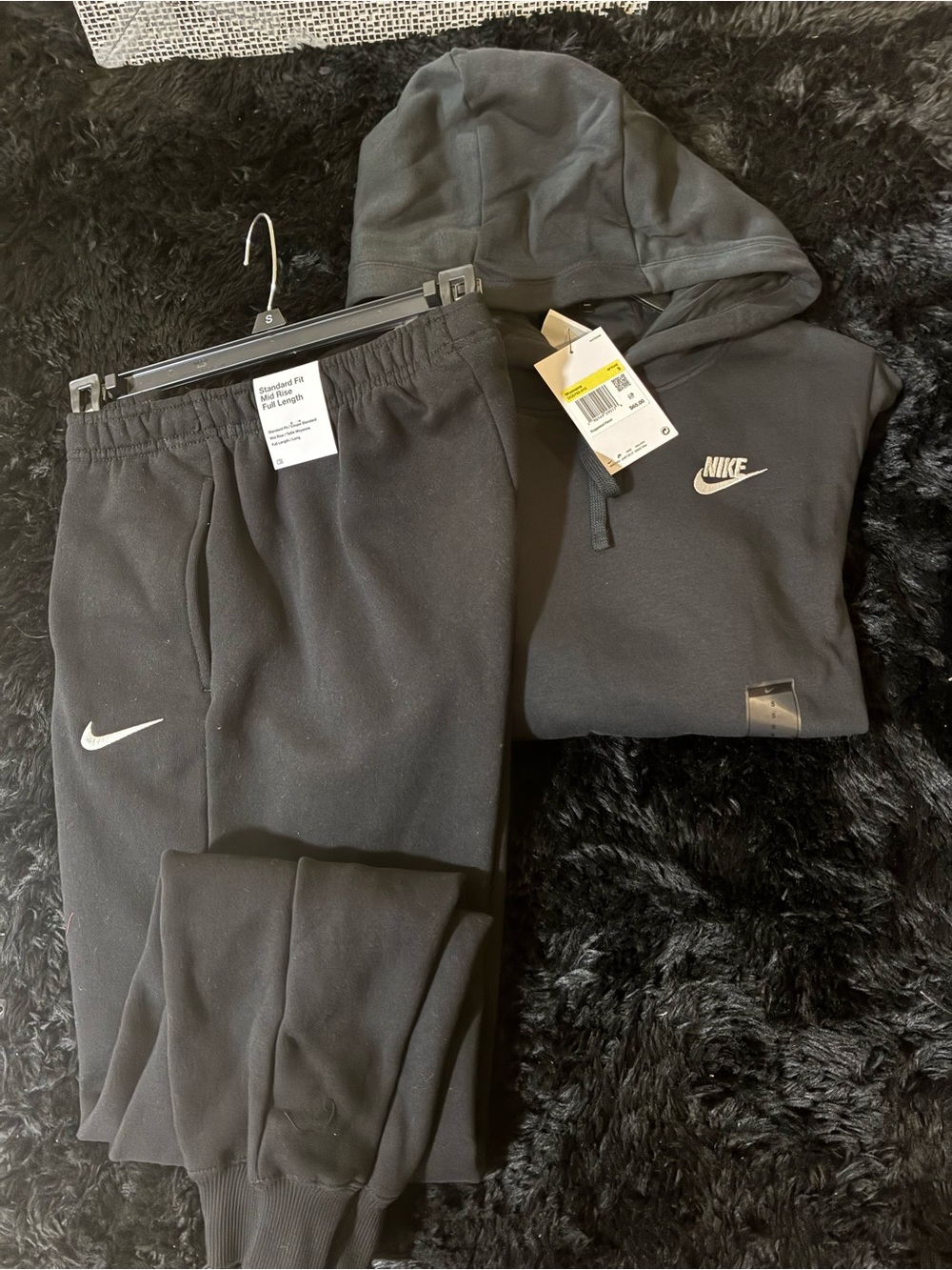 Nike Black Hoodie & Joggers Set with White Swoosh